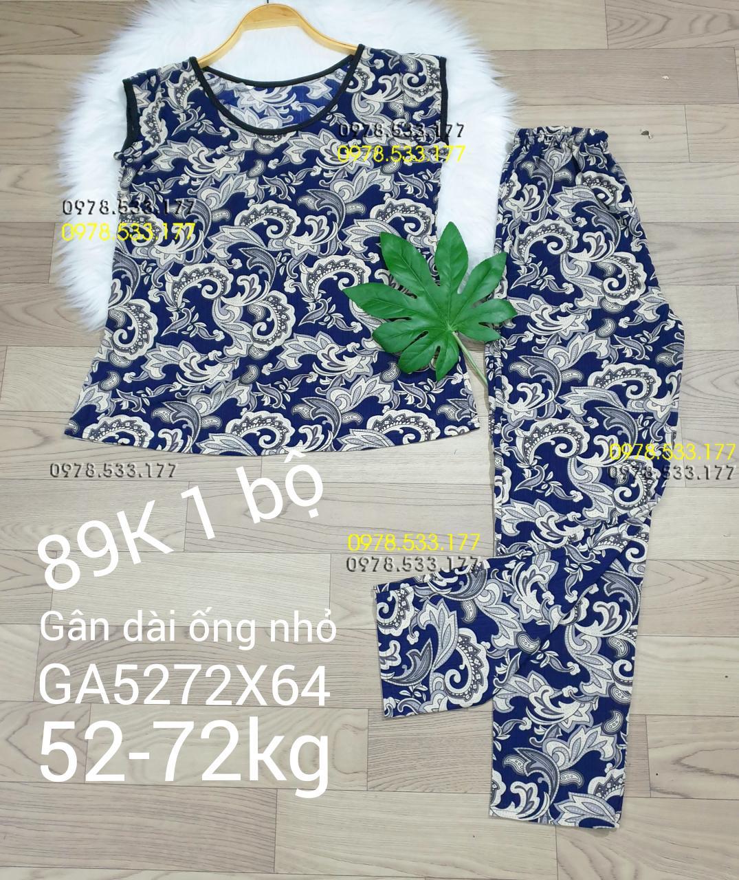 [52-72kg] Đồ bộ thun gân tằm quần dài họa tiết đẹp - GA5272X64