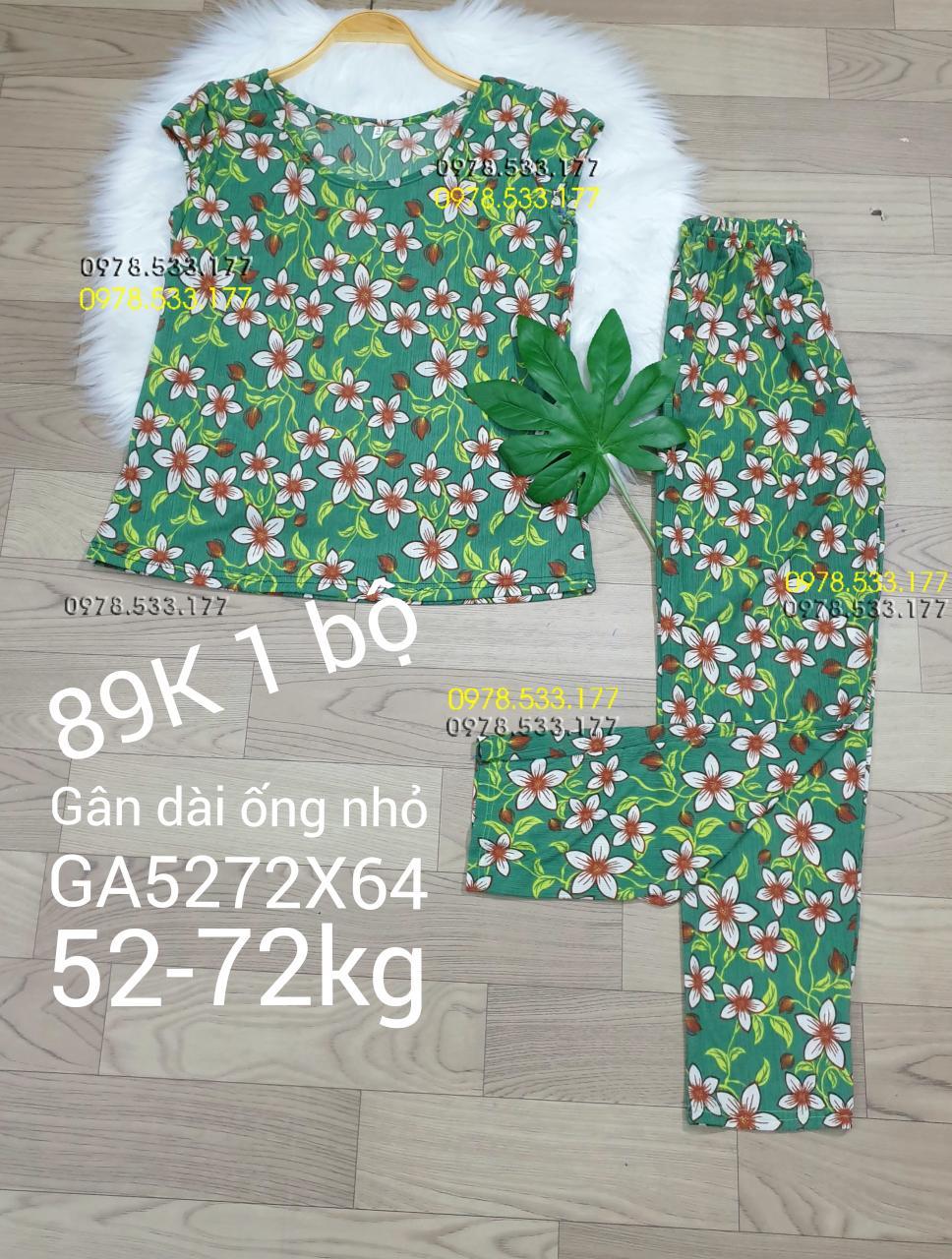 [52-72kg] Đồ bộ thun gân tằm quần dài họa tiết đẹp - GA5272X64