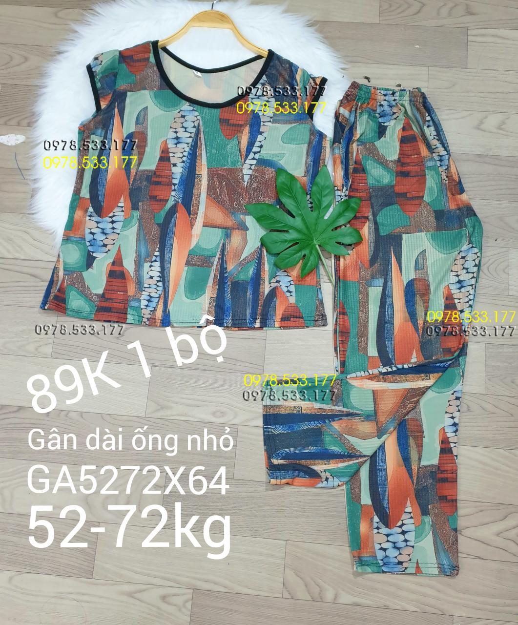 [52-72kg] Đồ bộ thun gân tằm quần dài họa tiết đẹp - GA5272X64