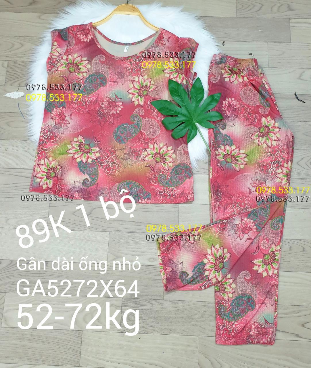 [52-72kg] Đồ bộ thun gân tằm quần dài họa tiết đẹp - GA5272X64