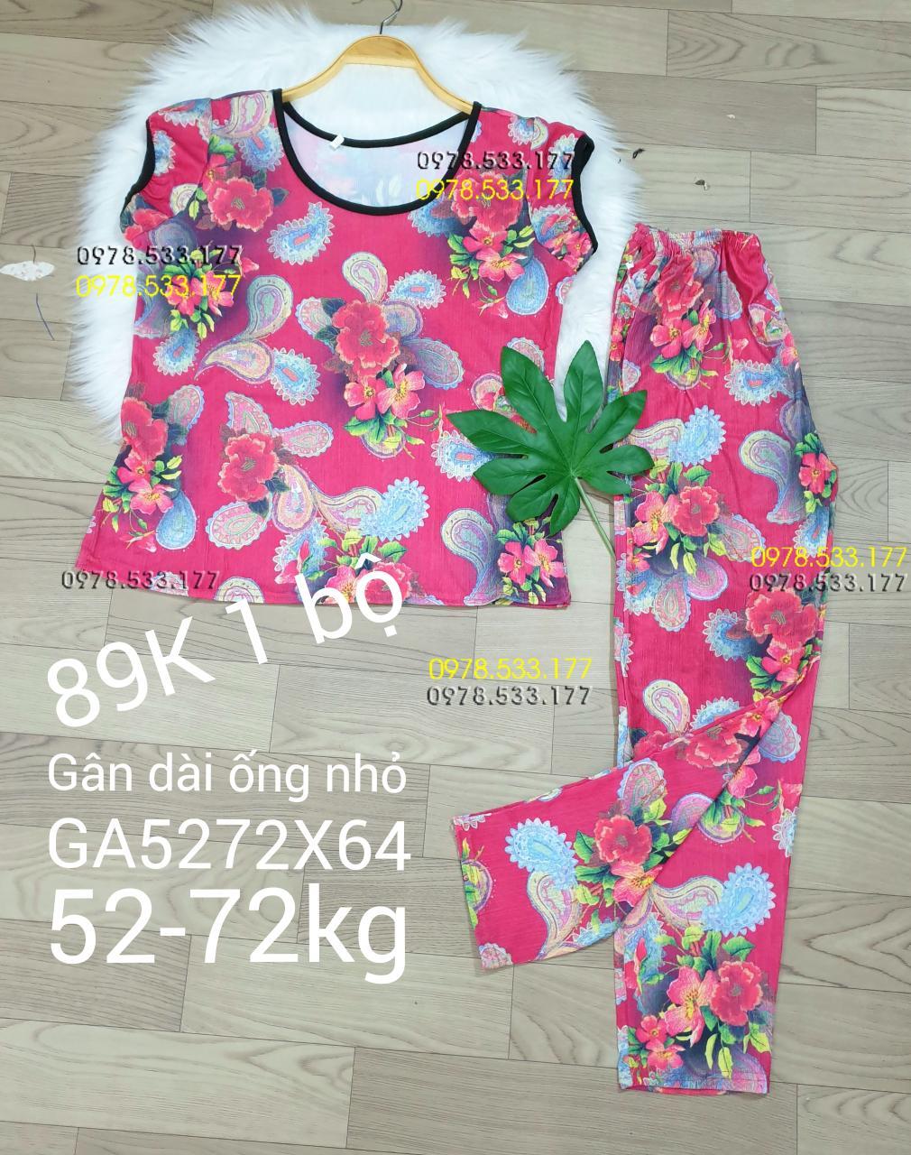 [52-72kg] Đồ bộ thun gân tằm quần dài họa tiết đẹp - GA5272X64