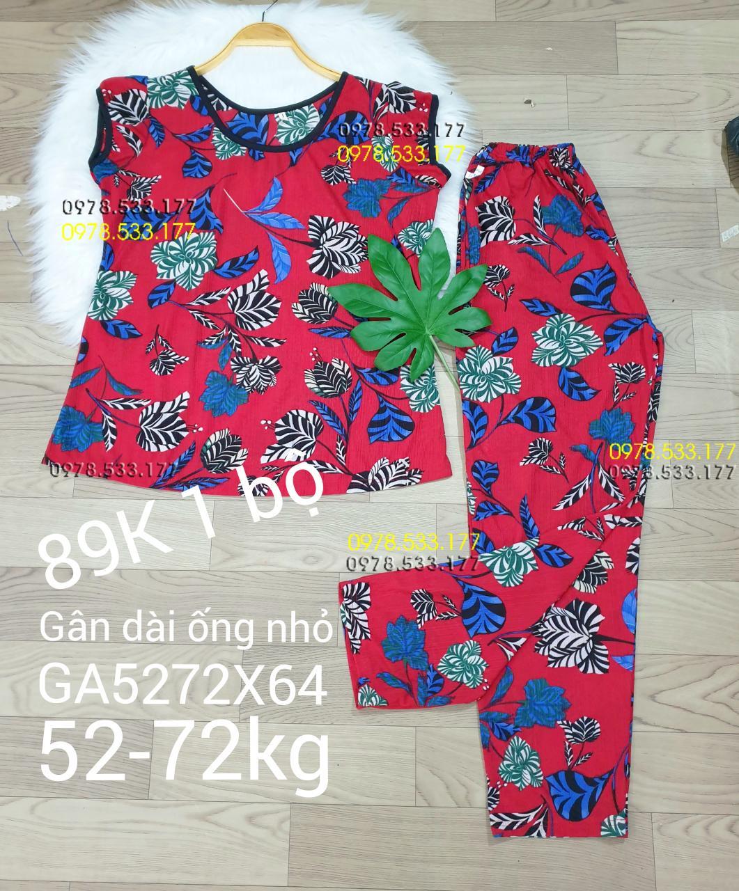 [52-72kg] Đồ bộ thun gân tằm quần dài họa tiết đẹp - GA5272X64