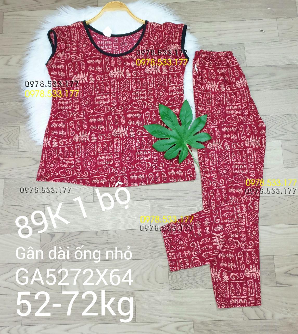 [52-72kg] Đồ bộ thun gân tằm quần dài họa tiết đẹp - GA5272X64