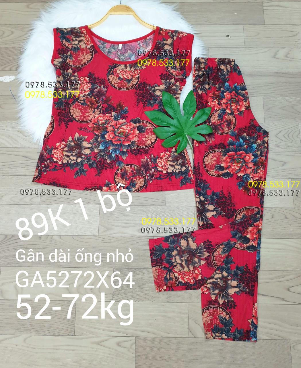 [52-72kg] Đồ bộ thun gân tằm quần dài họa tiết đẹp - GA5272X64