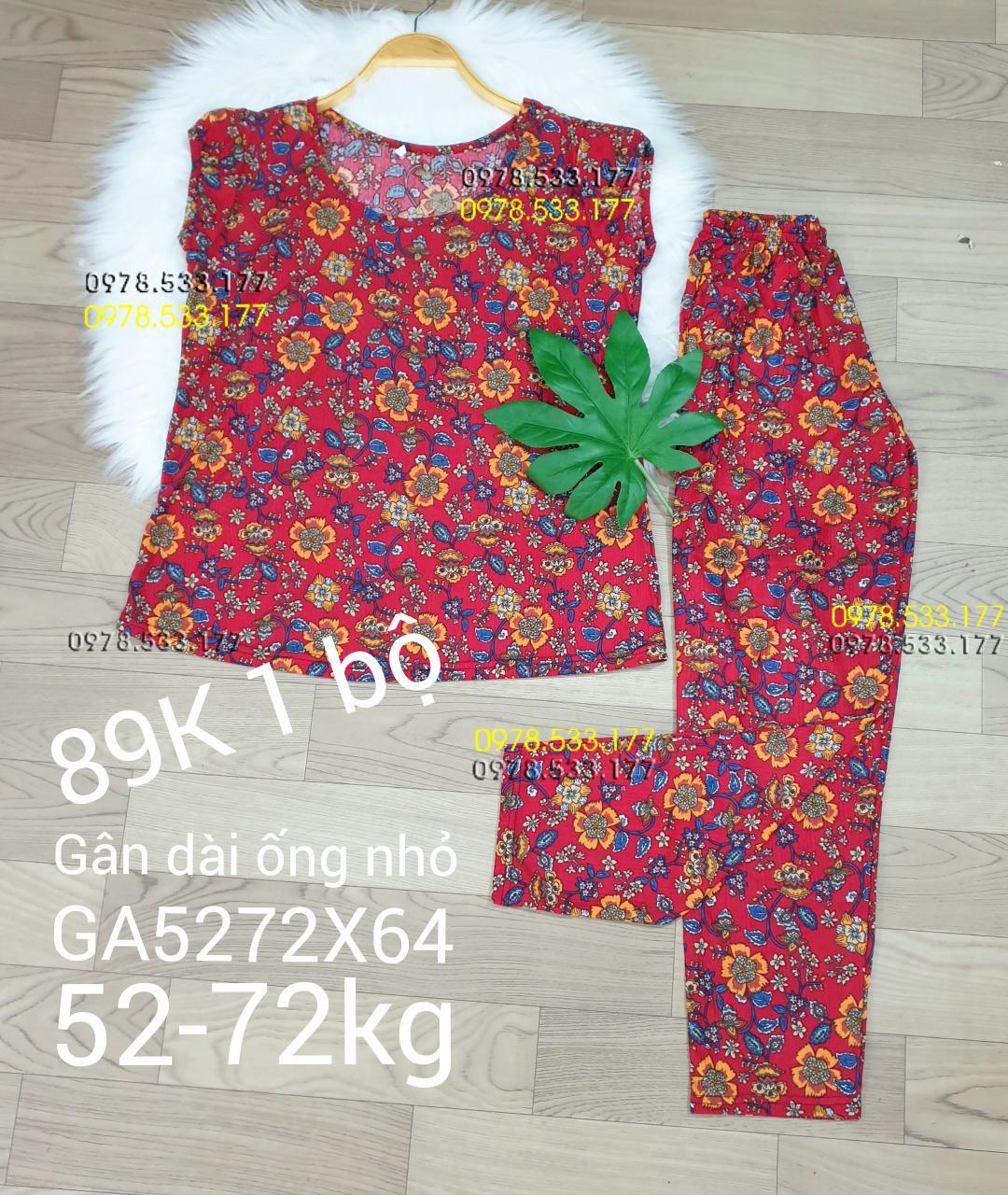 [52-72kg] Đồ bộ thun gân tằm quần dài họa tiết đẹp - GA5272X64