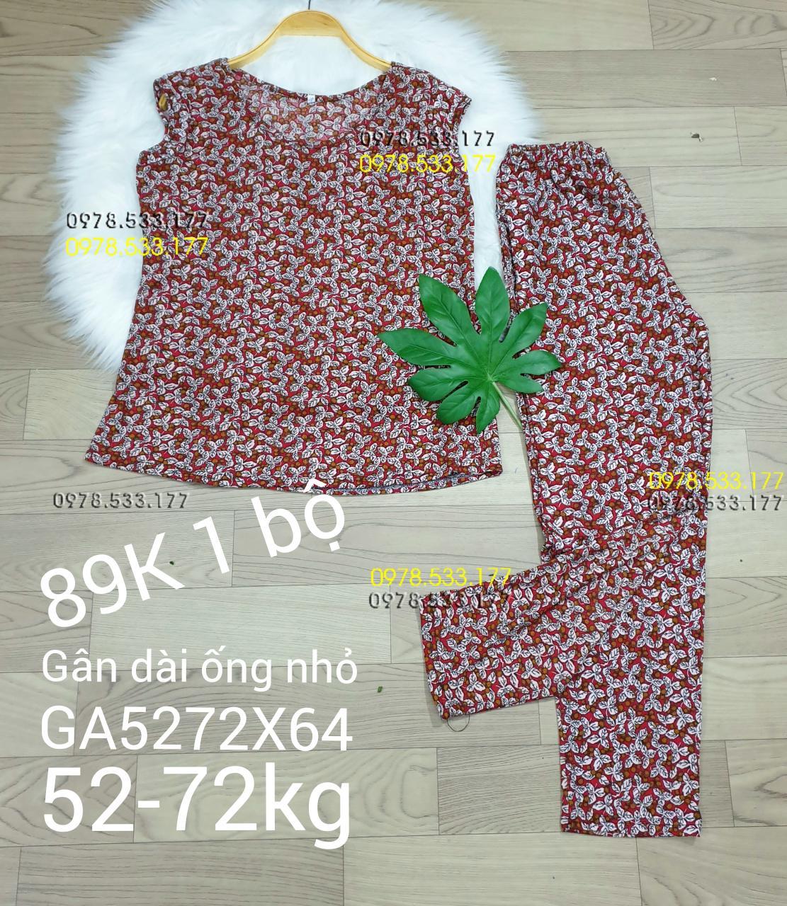 [52-72kg] Đồ bộ thun gân tằm quần dài họa tiết đẹp - GA5272X64