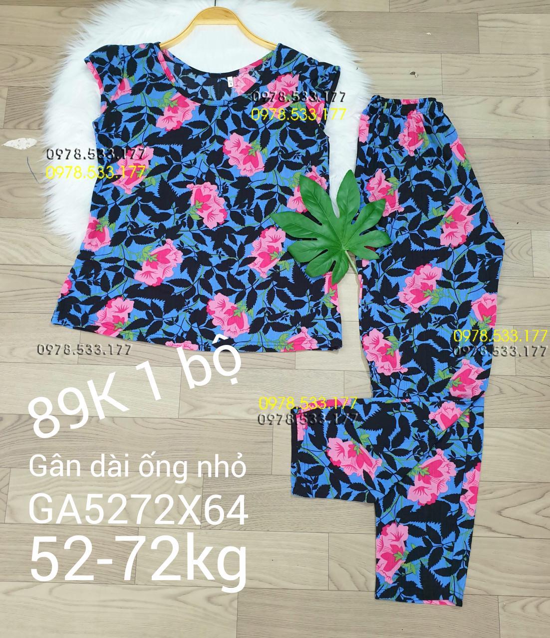 [52-72kg] Đồ bộ thun gân tằm quần dài họa tiết đẹp - GA5272X64