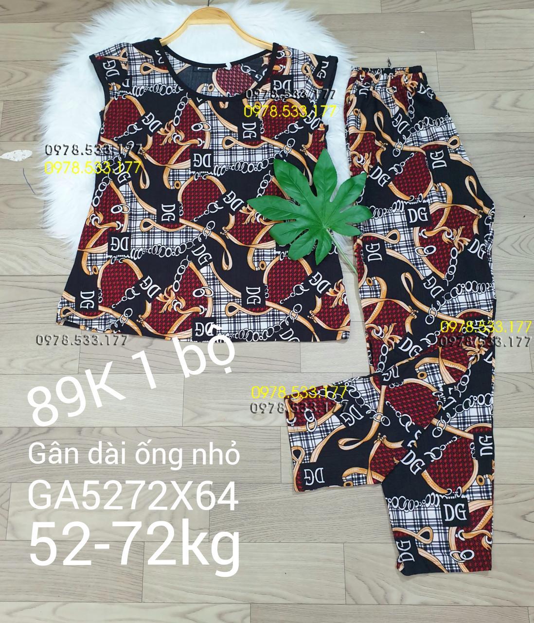 [52-72kg] Đồ bộ thun gân tằm quần dài họa tiết đẹp - GA5272X64
