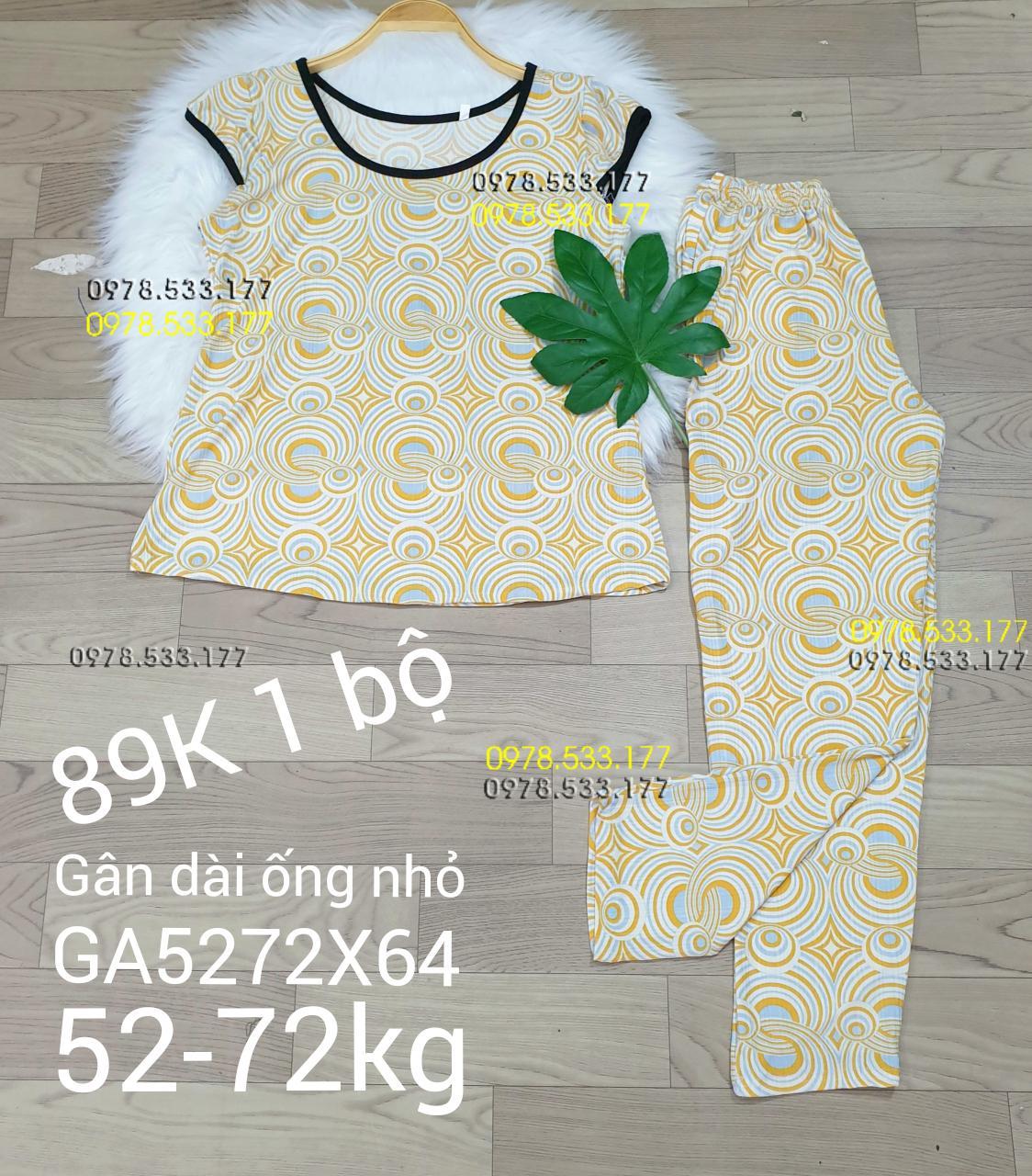 [52-72kg] Đồ bộ thun gân tằm quần dài họa tiết đẹp - GA5272X64