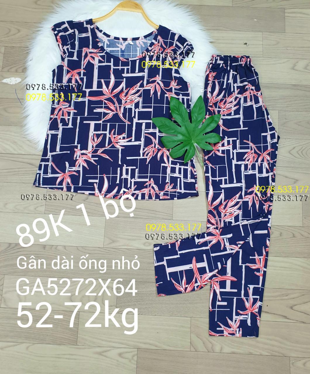 [52-72kg] Đồ bộ thun gân tằm quần dài họa tiết đẹp - GA5272X64