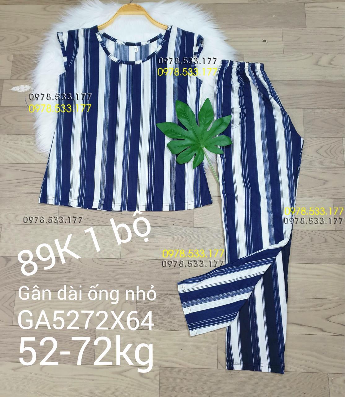 [52-72kg] Đồ bộ thun gân tằm quần dài họa tiết đẹp - GA5272X64