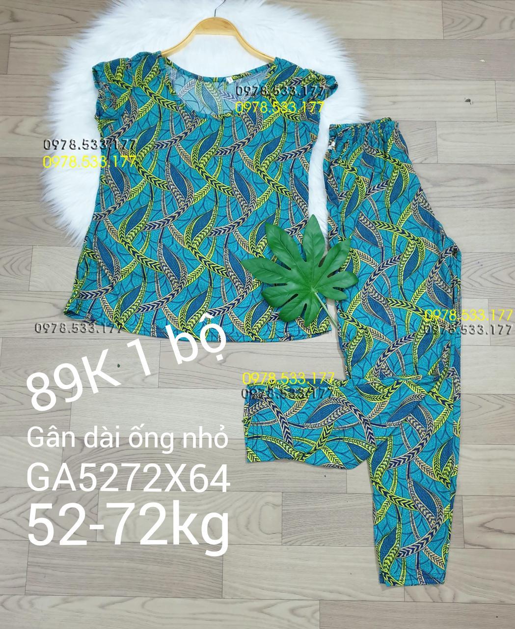 [52-72kg] Đồ bộ thun gân tằm quần dài họa tiết đẹp - GA5272X64