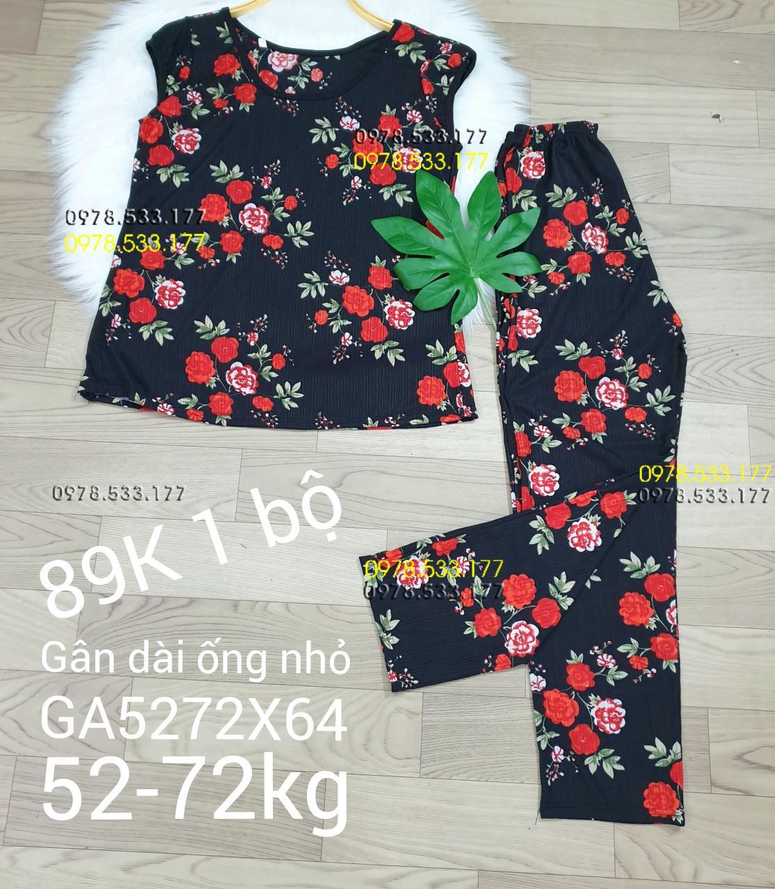 [52-72kg] Đồ bộ thun gân tằm quần dài họa tiết đẹp - GA5272X64