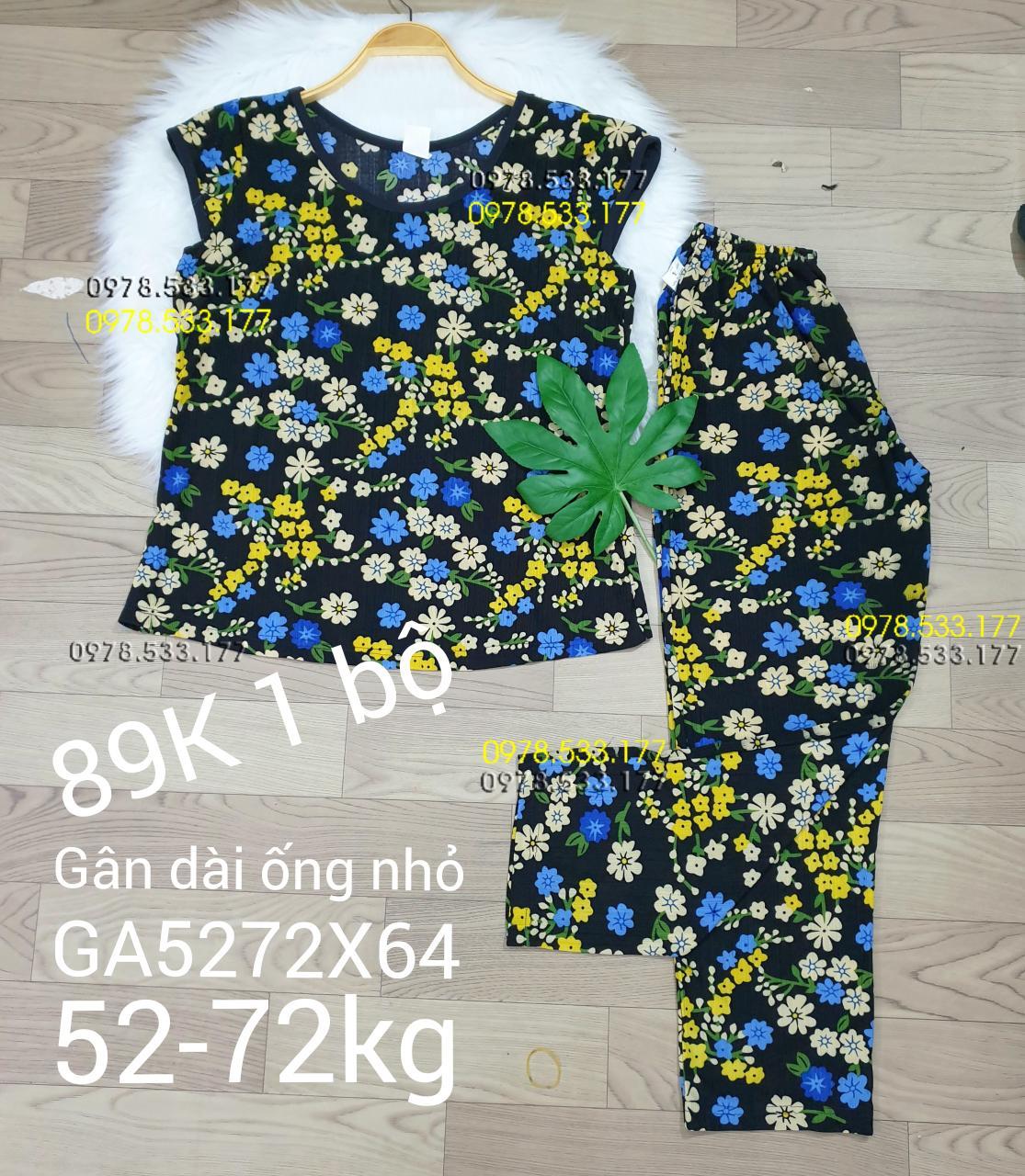 [52-72kg] Đồ bộ thun gân tằm quần dài họa tiết đẹp - GA5272X64