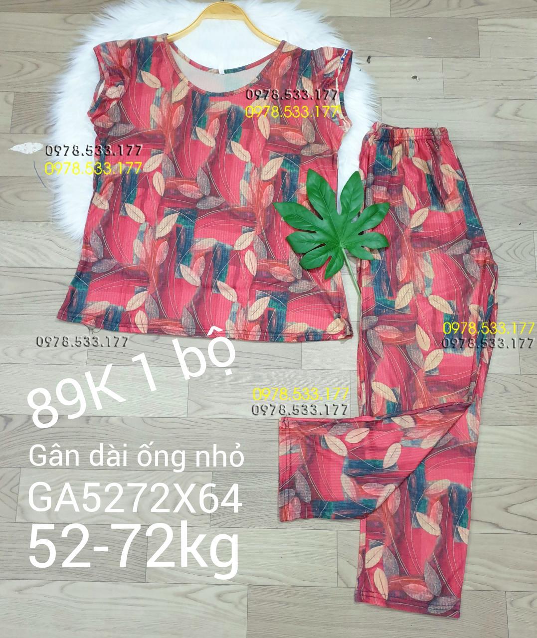 [52-72kg] Đồ bộ thun gân tằm quần dài họa tiết đẹp - GA5272X64