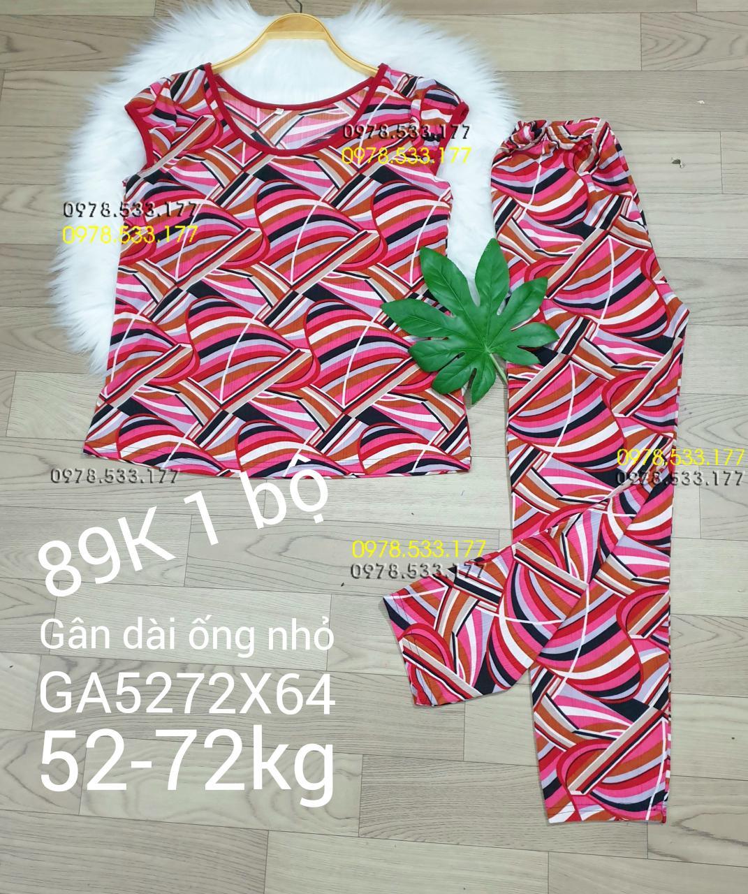 [52-72kg] Đồ bộ thun gân tằm quần dài họa tiết đẹp - GA5272X64