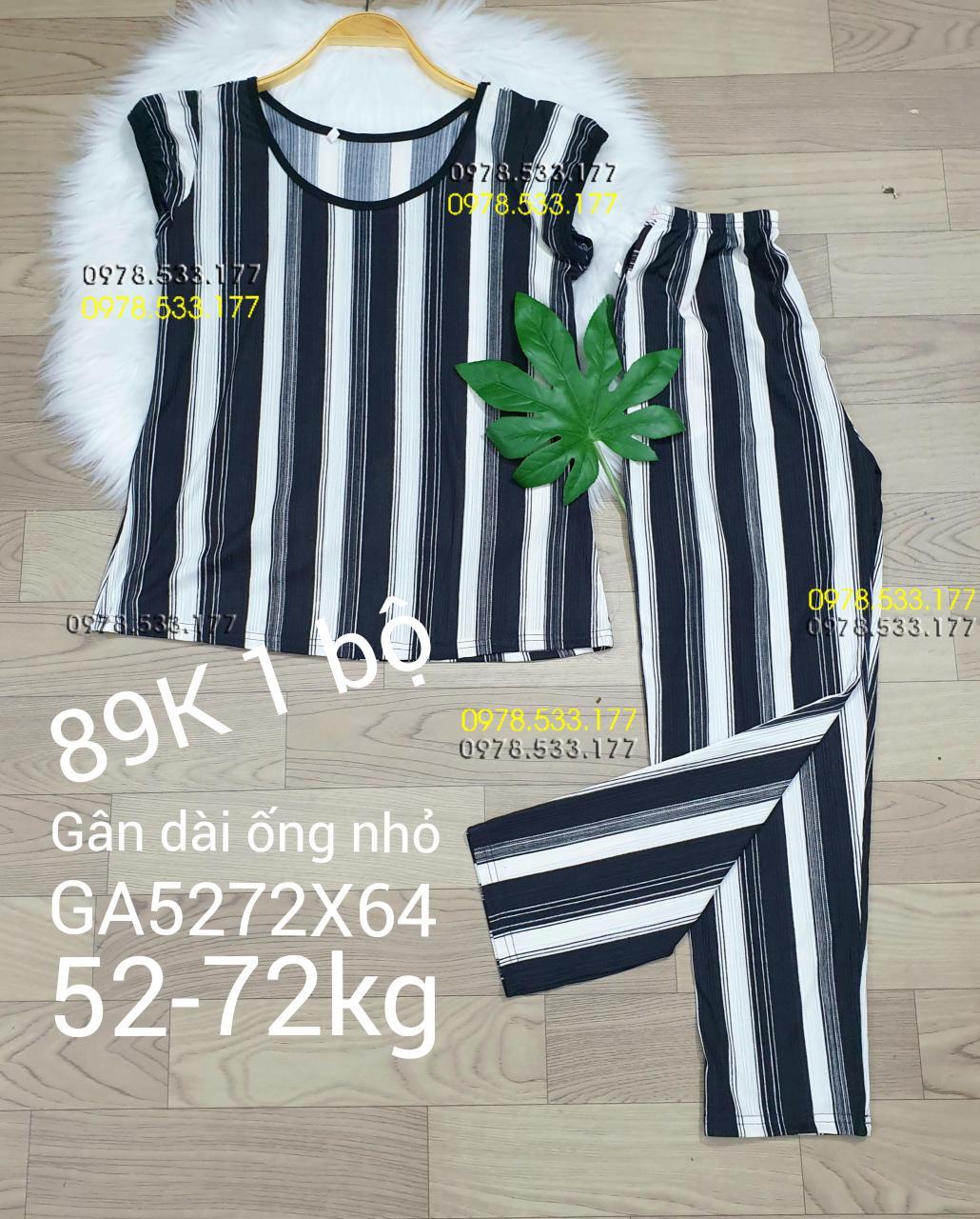 [52-72kg] Đồ bộ thun gân tằm quần dài họa tiết đẹp - GA5272X64