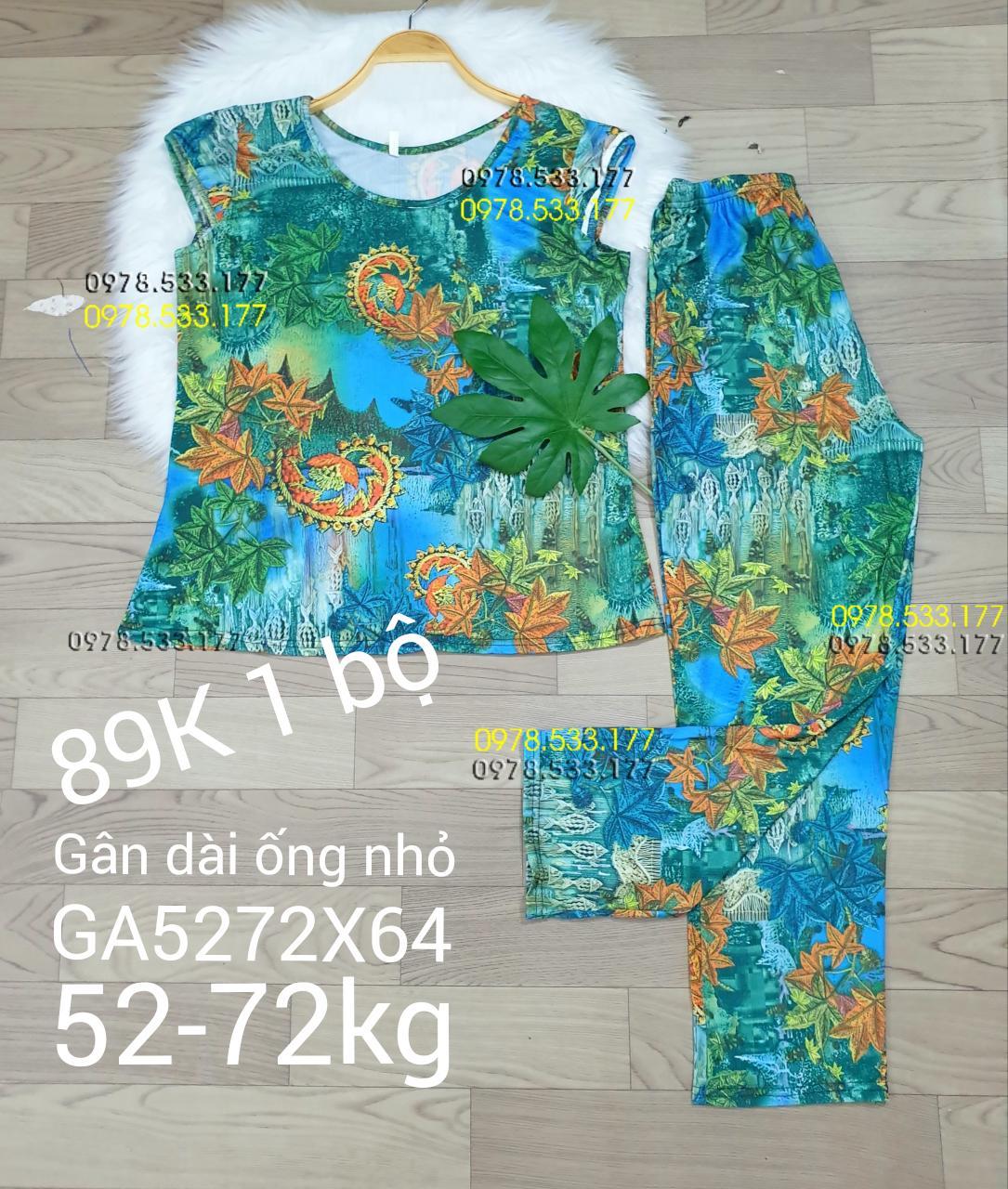 [52-72kg] Đồ bộ thun gân tằm quần dài họa tiết đẹp - GA5272X64