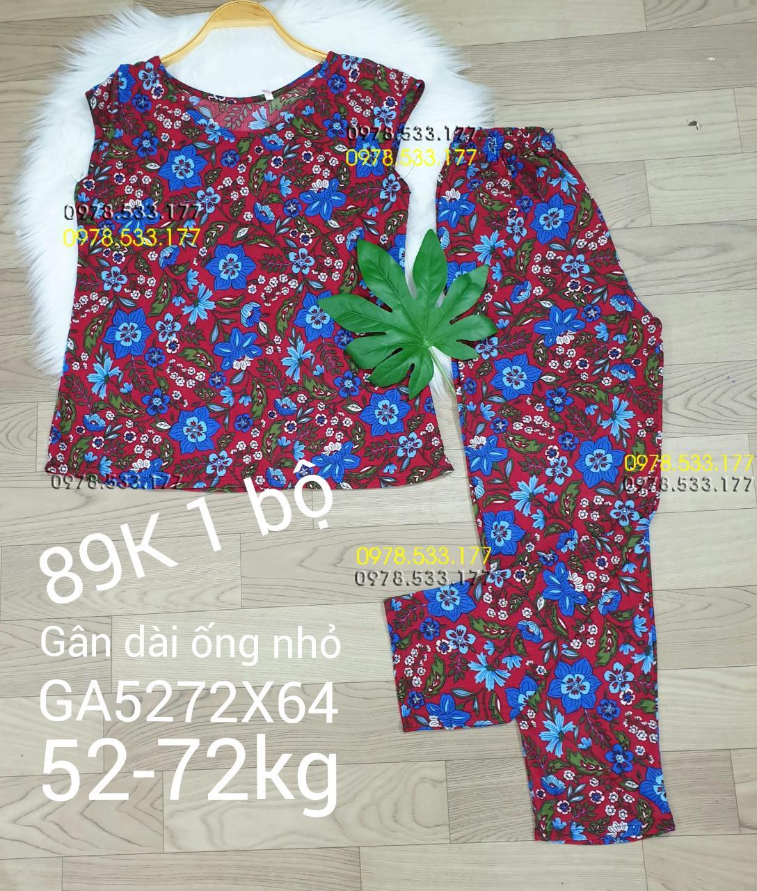 [52-72kg] Đồ bộ thun gân tằm quần dài họa tiết đẹp - GA5272X64