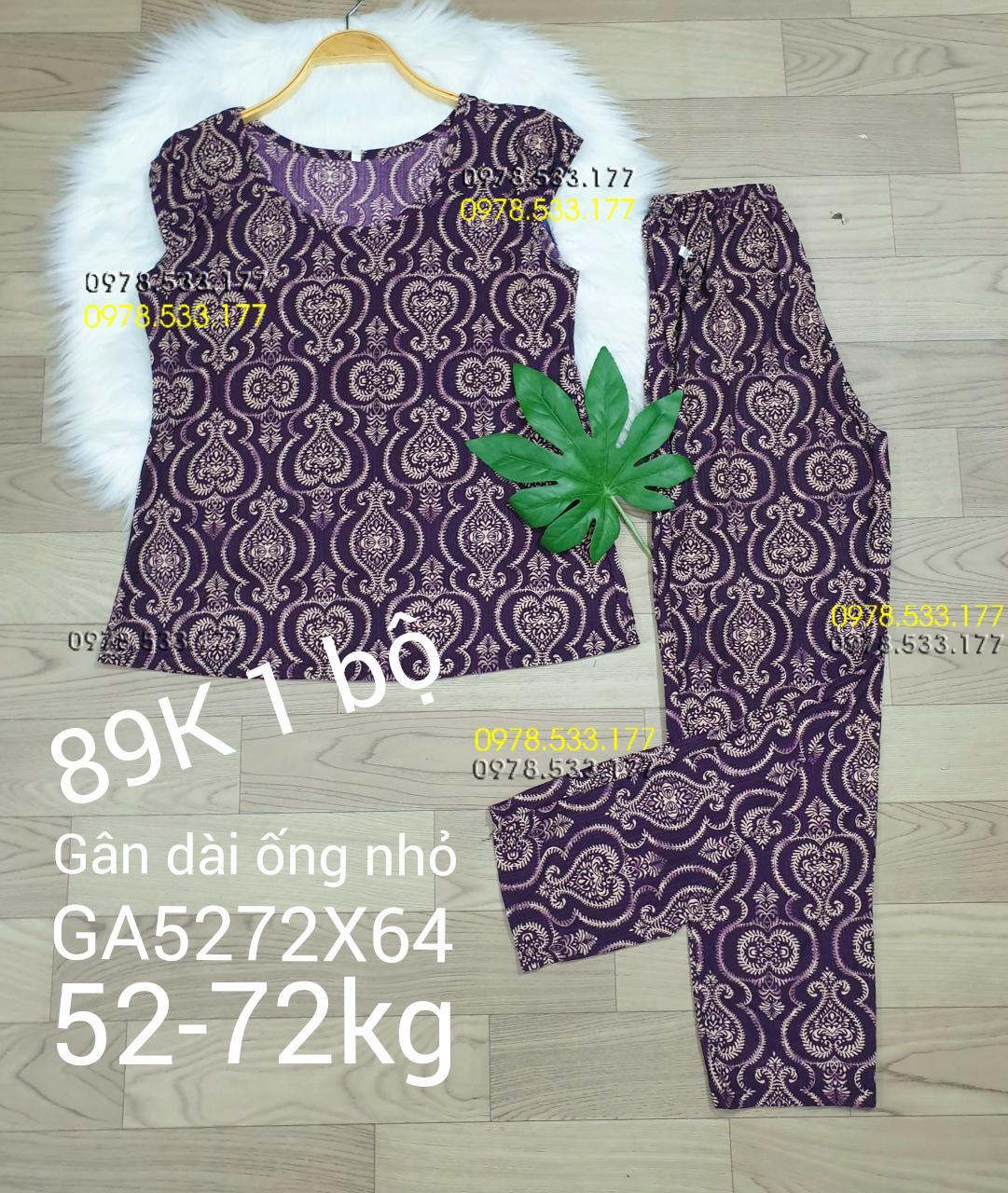 [52-72kg] Đồ bộ thun gân tằm quần dài họa tiết đẹp - GA5272X64
