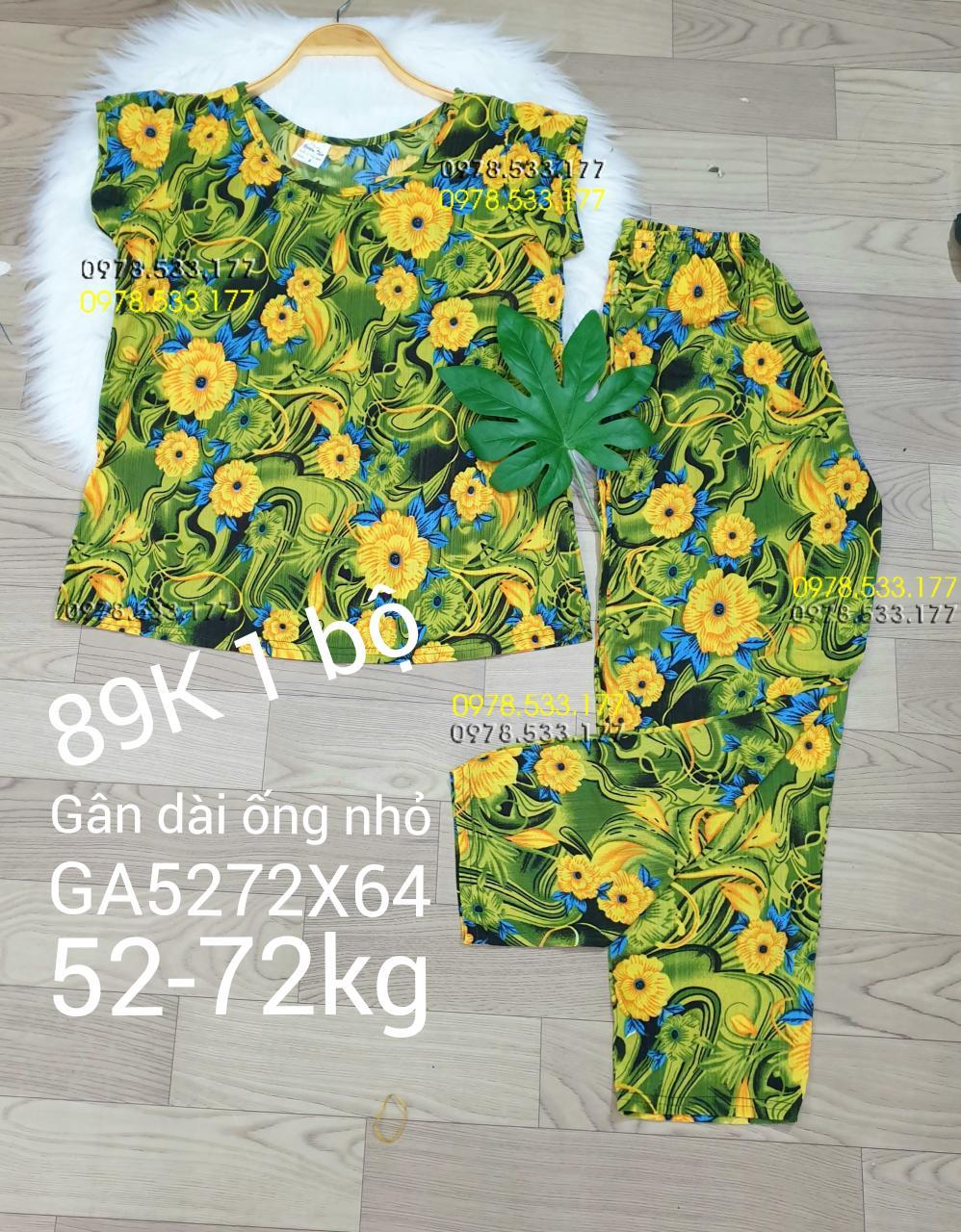 [52-72kg] Đồ bộ thun gân tằm quần dài họa tiết đẹp - GA5272X64