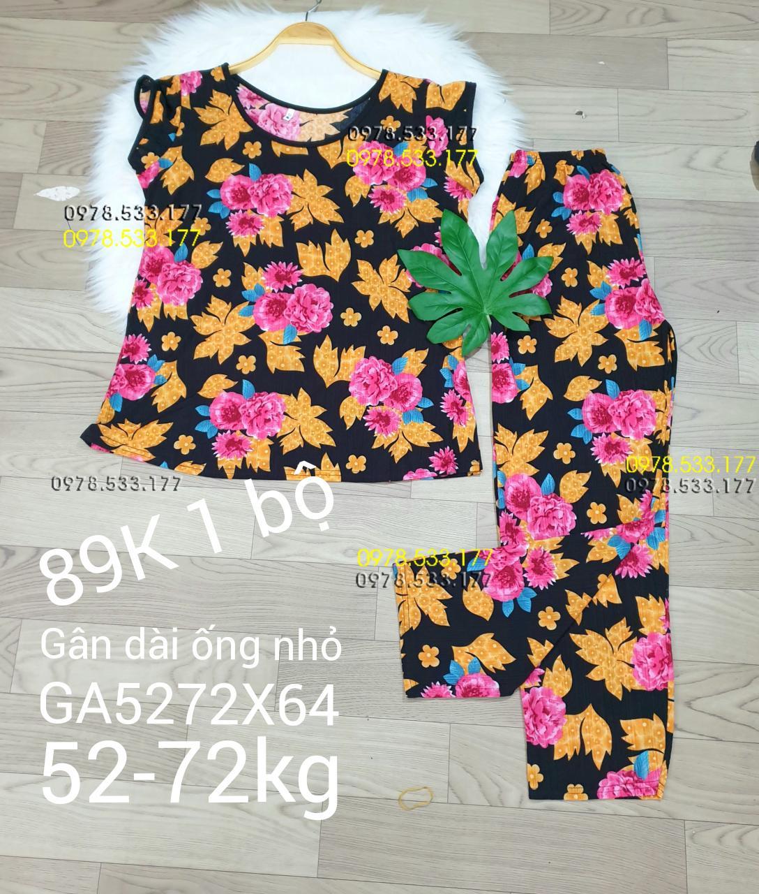 [52-72kg] Đồ bộ thun gân tằm quần dài họa tiết đẹp - GA5272X64