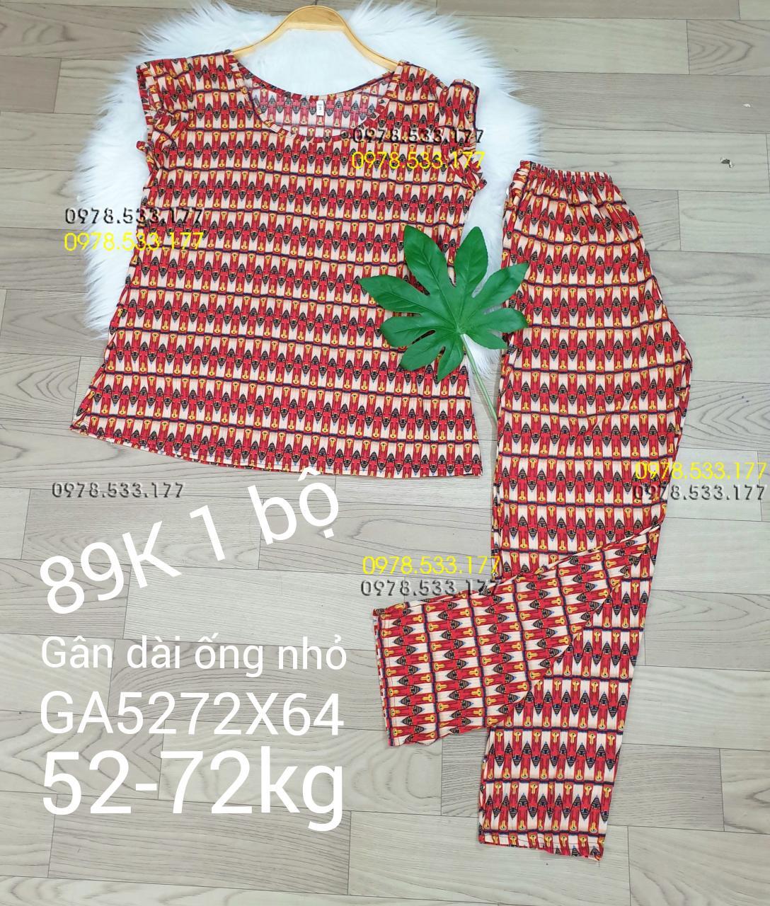 [52-72kg] Đồ bộ thun gân tằm quần dài họa tiết đẹp - GA5272X64