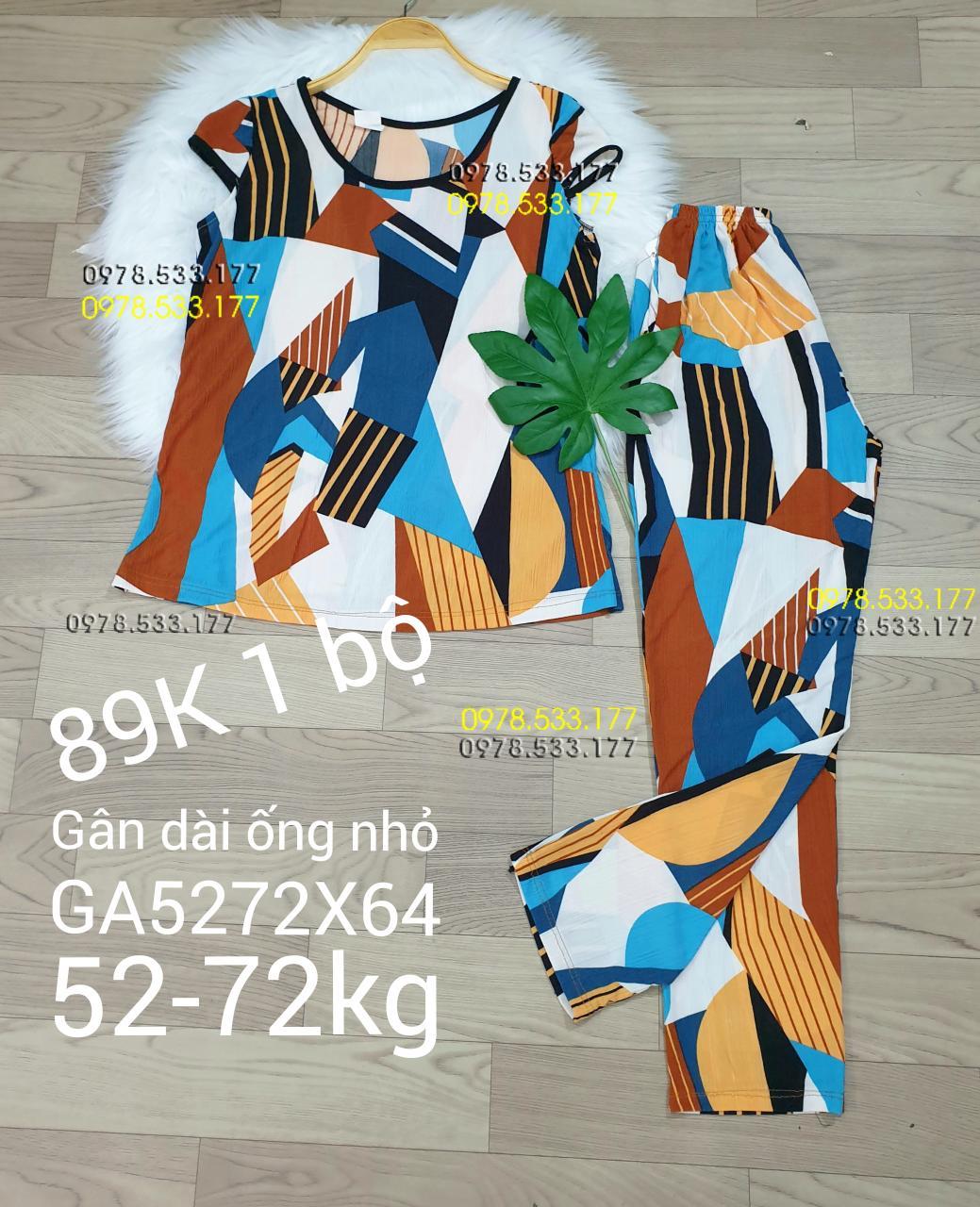 [52-72kg] Đồ bộ thun gân tằm quần dài họa tiết đẹp - GA5272X64