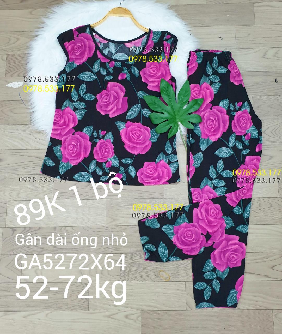 [52-72kg] Đồ bộ thun gân tằm quần dài họa tiết đẹp - GA5272X64