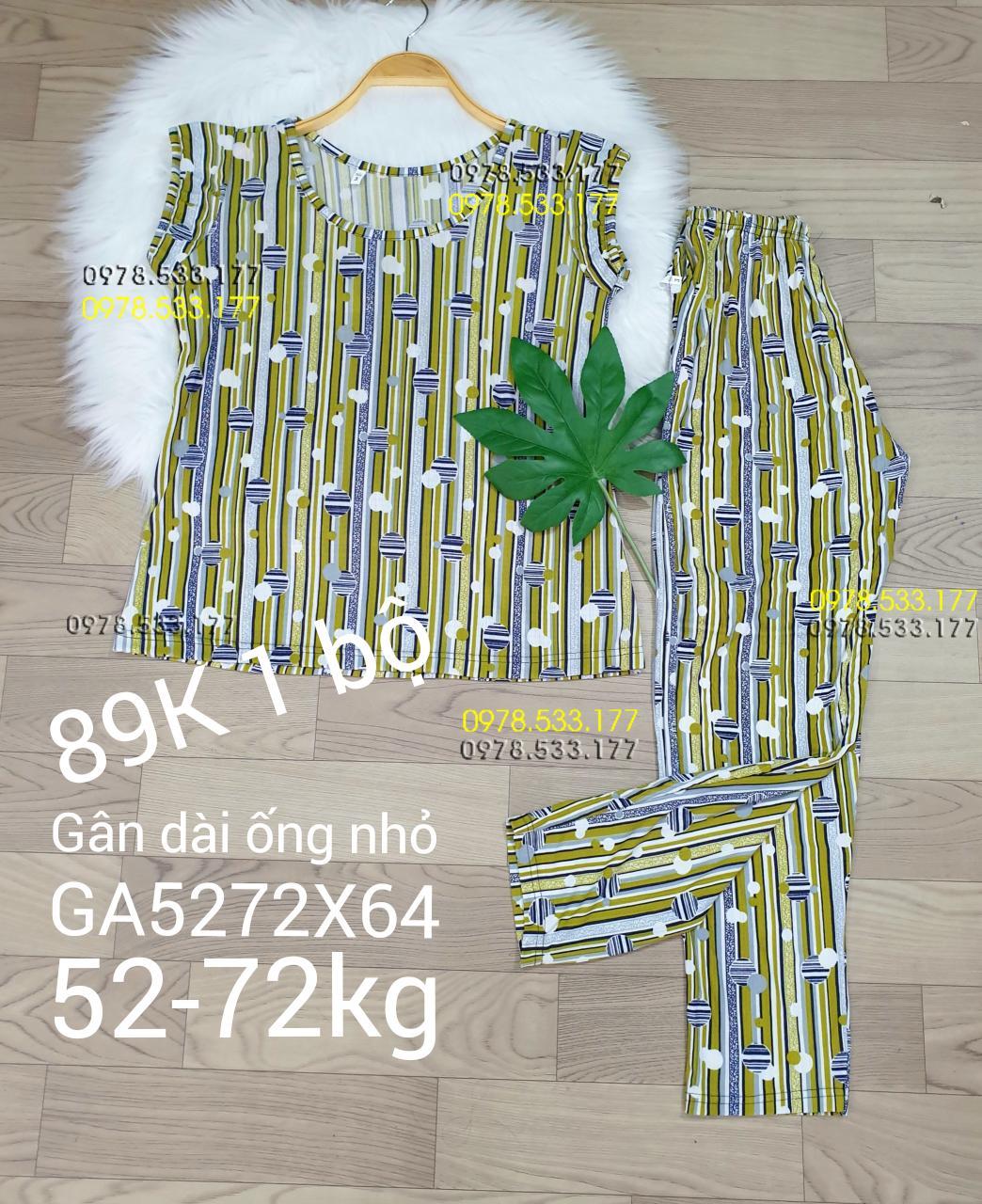 [52-72kg] Đồ bộ thun gân tằm quần dài họa tiết đẹp - GA5272X64