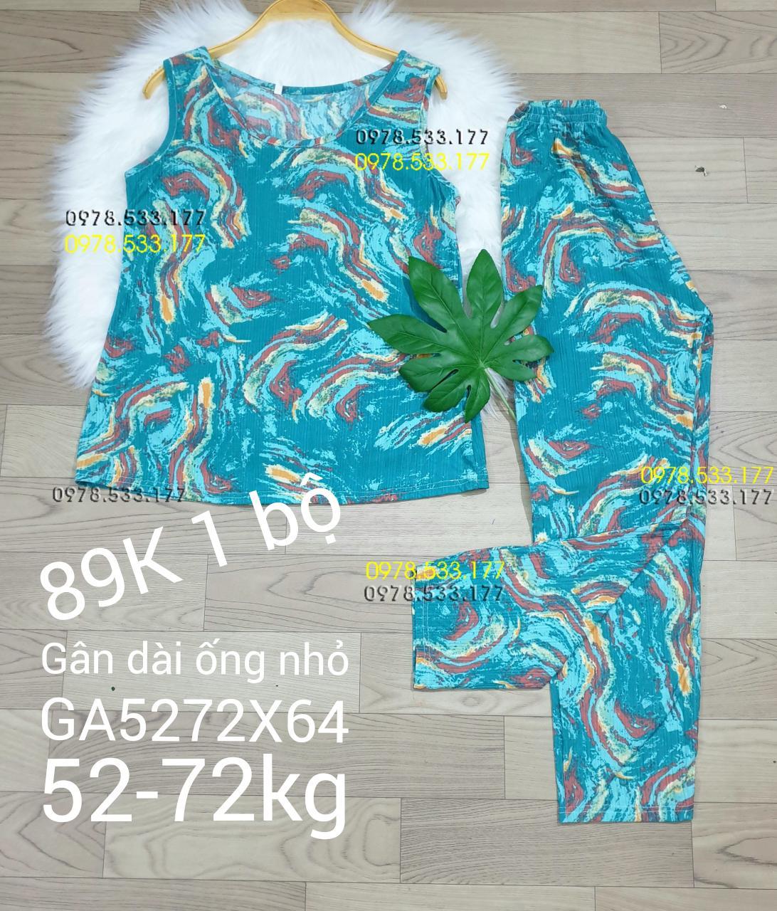 [52-72kg] Đồ bộ thun gân tằm quần dài họa tiết đẹp - GA5272X64