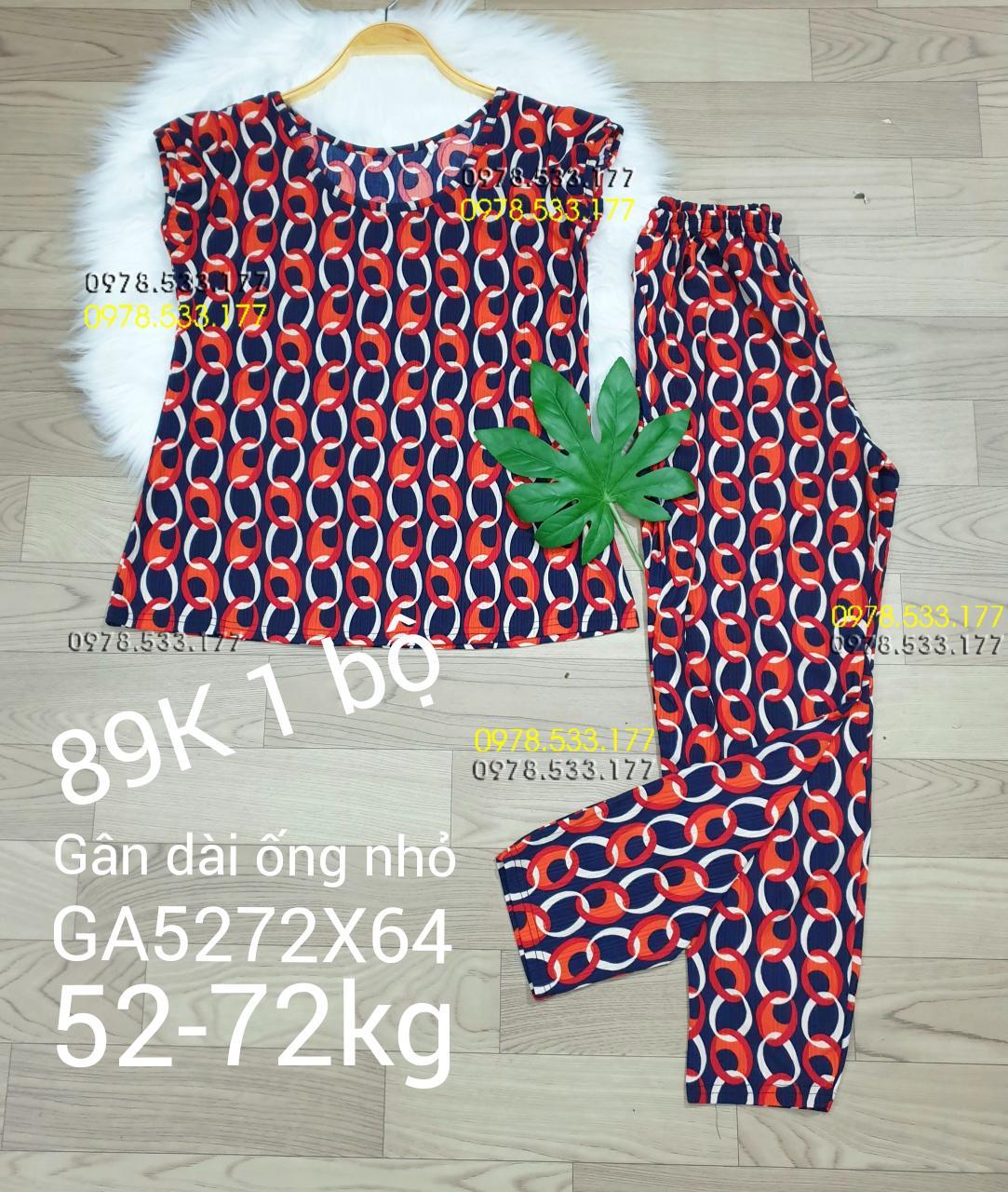 [52-72kg] Đồ bộ thun gân tằm quần dài họa tiết đẹp - GA5272X64