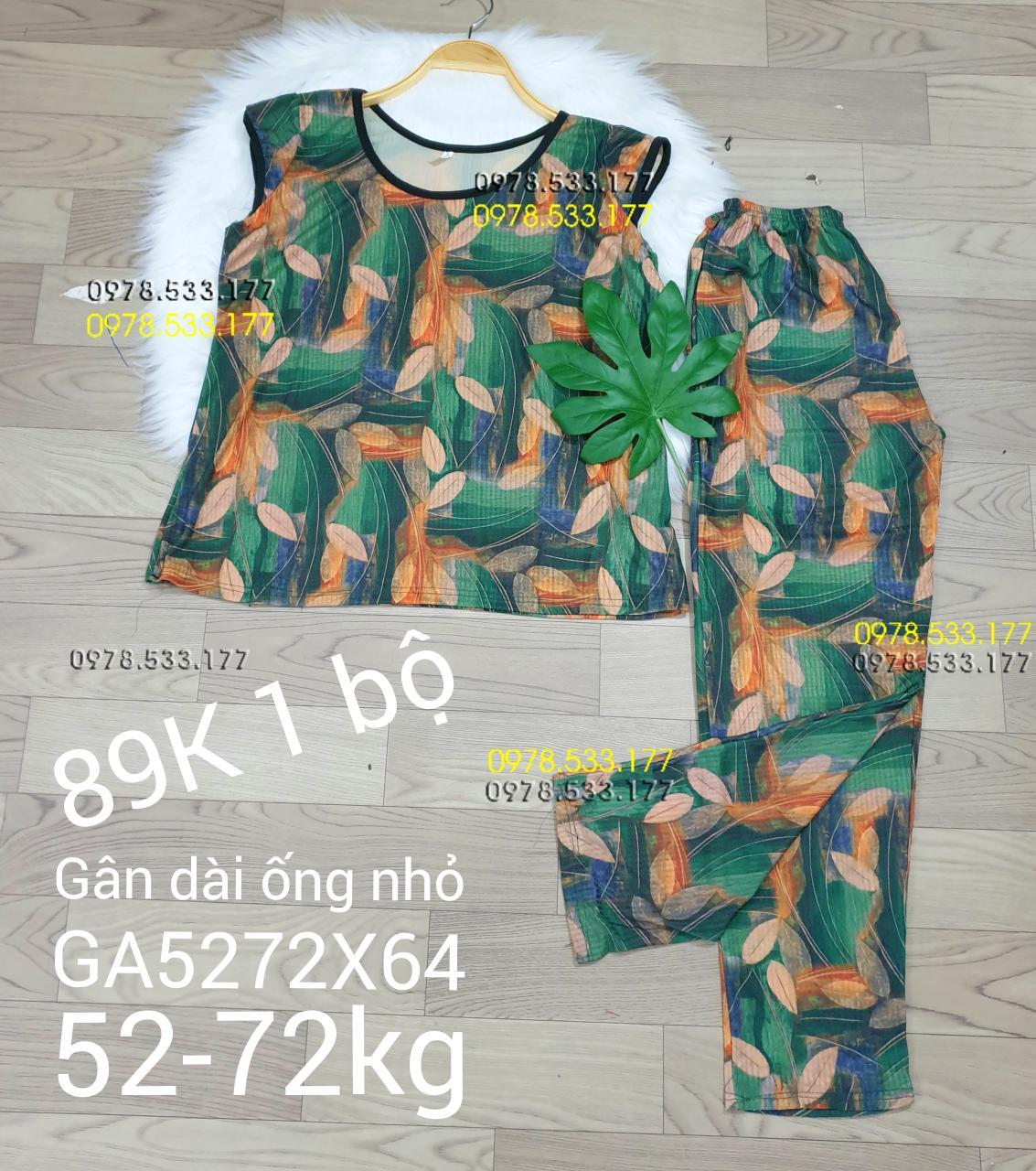 [52-72kg] Đồ bộ thun gân tằm quần dài họa tiết đẹp - GA5272X64