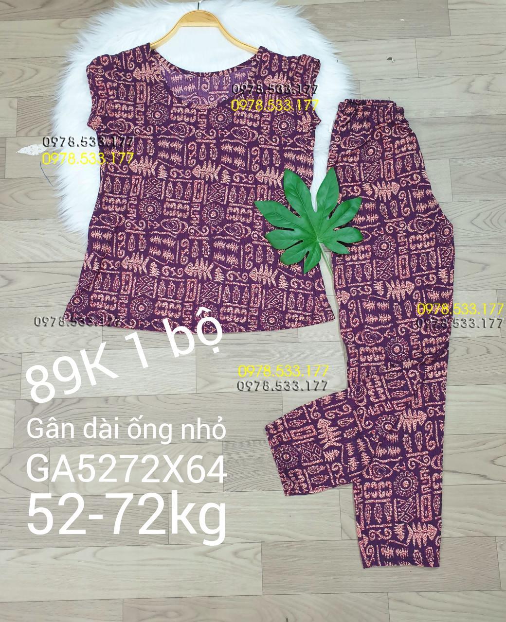[52-72kg] Đồ bộ thun gân tằm quần dài họa tiết đẹp - GA5272X64
