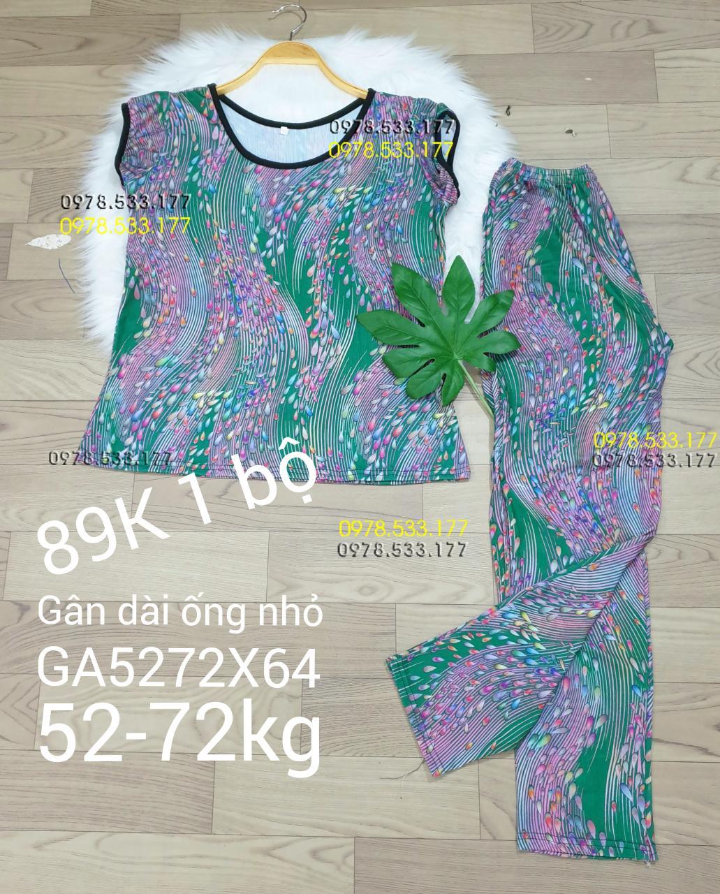 [52-72kg] Đồ bộ thun gân tằm quần dài họa tiết đẹp - GA5272X64