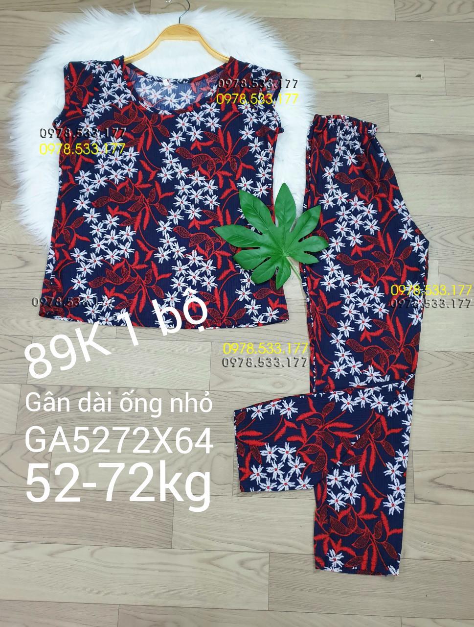 [52-72kg] Đồ bộ thun gân tằm quần dài họa tiết đẹp - GA5272X64