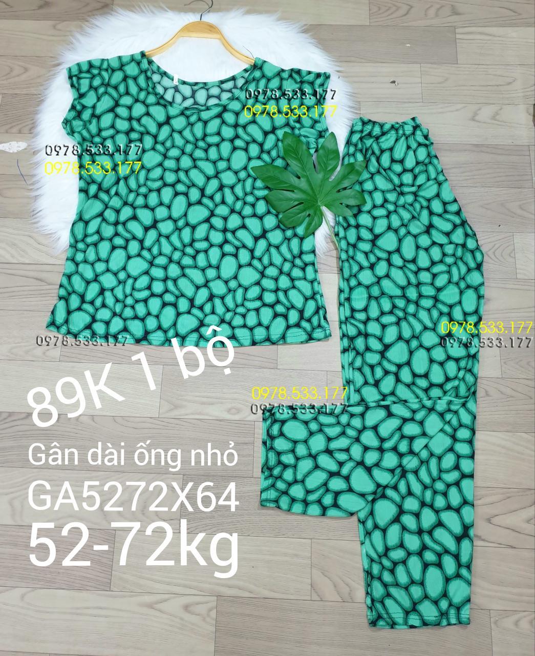 [52-72kg] Đồ bộ thun gân tằm quần dài họa tiết đẹp - GA5272X64