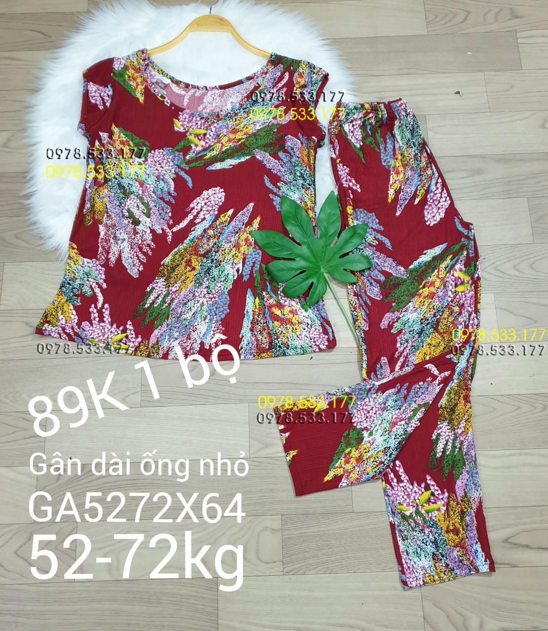 [52-72kg] Đồ bộ thun gân tằm quần dài họa tiết đẹp - GA5272X64