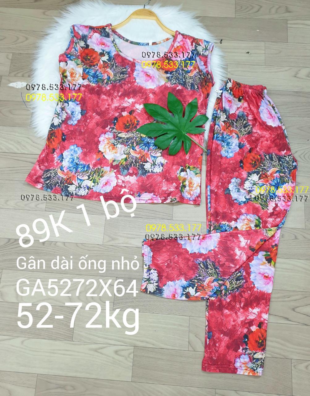 [52-72kg] Đồ bộ thun gân tằm quần dài họa tiết đẹp - GA5272X64