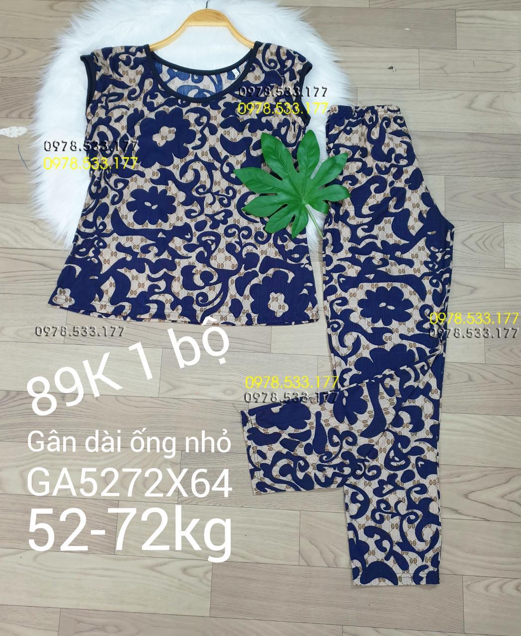 [52-72kg] Đồ bộ thun gân tằm quần dài họa tiết đẹp - GA5272X64