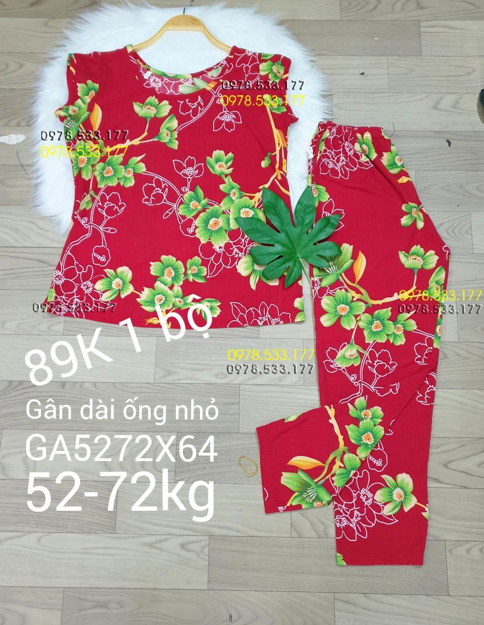 [52-72kg] Đồ bộ thun gân tằm quần dài họa tiết đẹp - GA5272X64