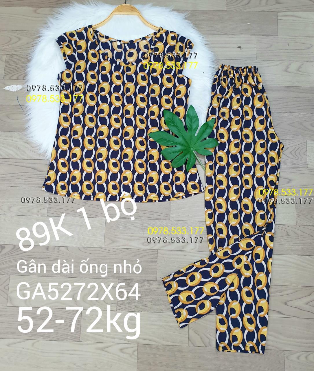 [52-72kg] Đồ bộ thun gân tằm quần dài họa tiết đẹp - GA5272X64