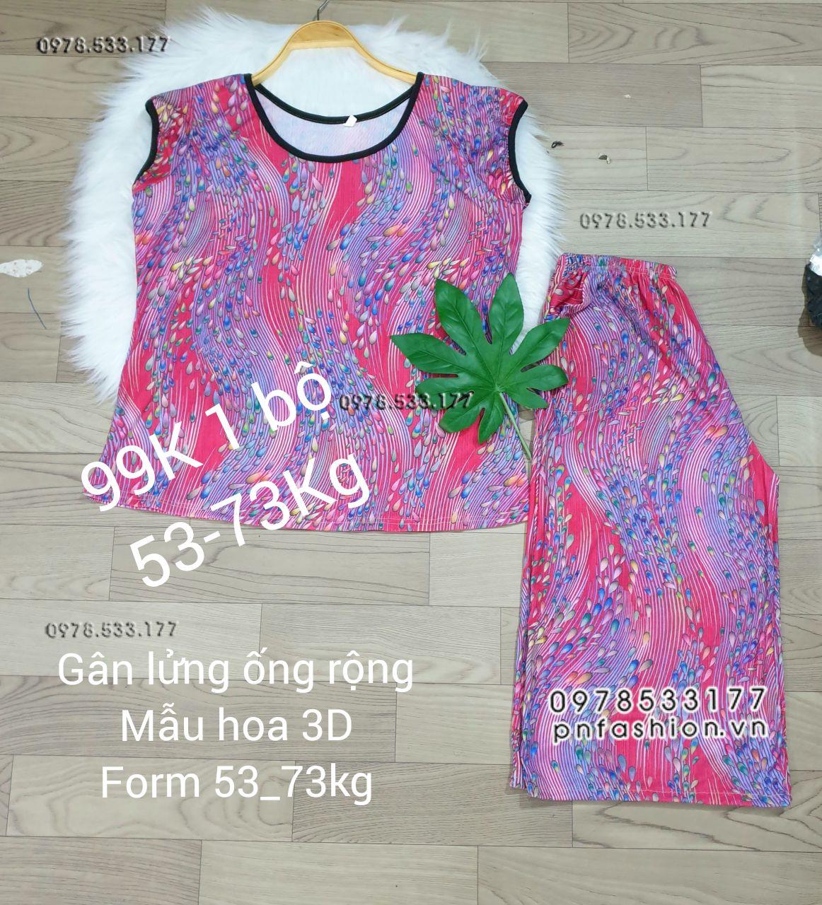 [53-73kg] Đồ bộ trung niên gân lửng ống rộng hoa 3D - GLR5373X64