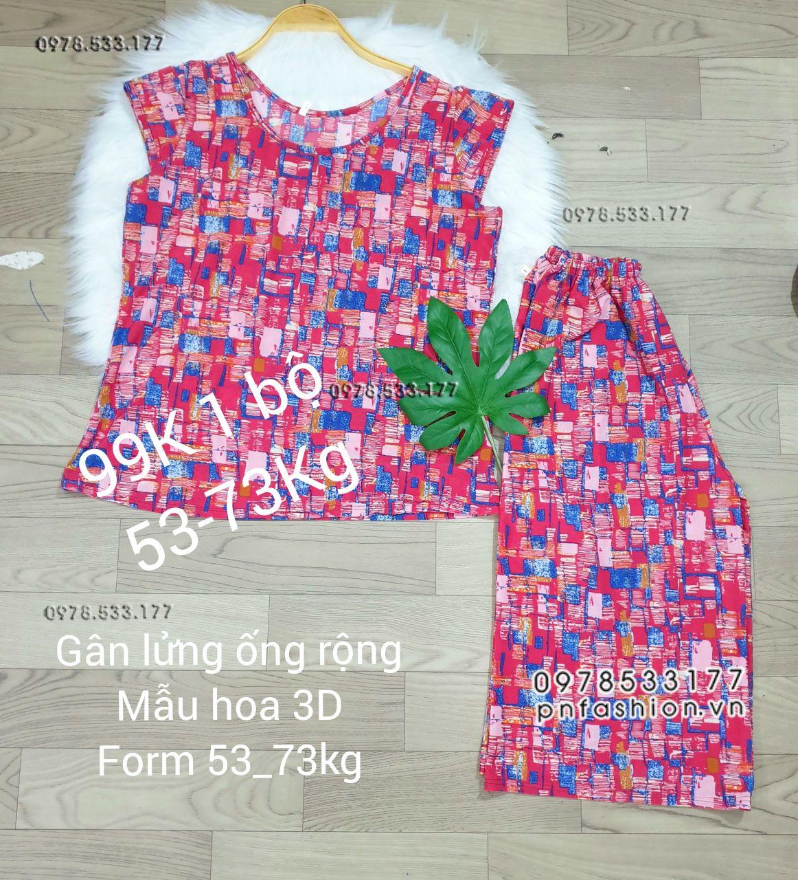 [53-73kg] Đồ bộ trung niên gân lửng ống rộng hoa 3D - GLR5373X64