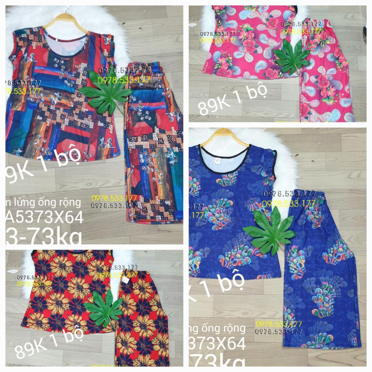 [53-73kg] Đồ bộ trung niên thun gân tằm loại 1 lửng rộng nhiều họa tiết đẹp - GA5373X64