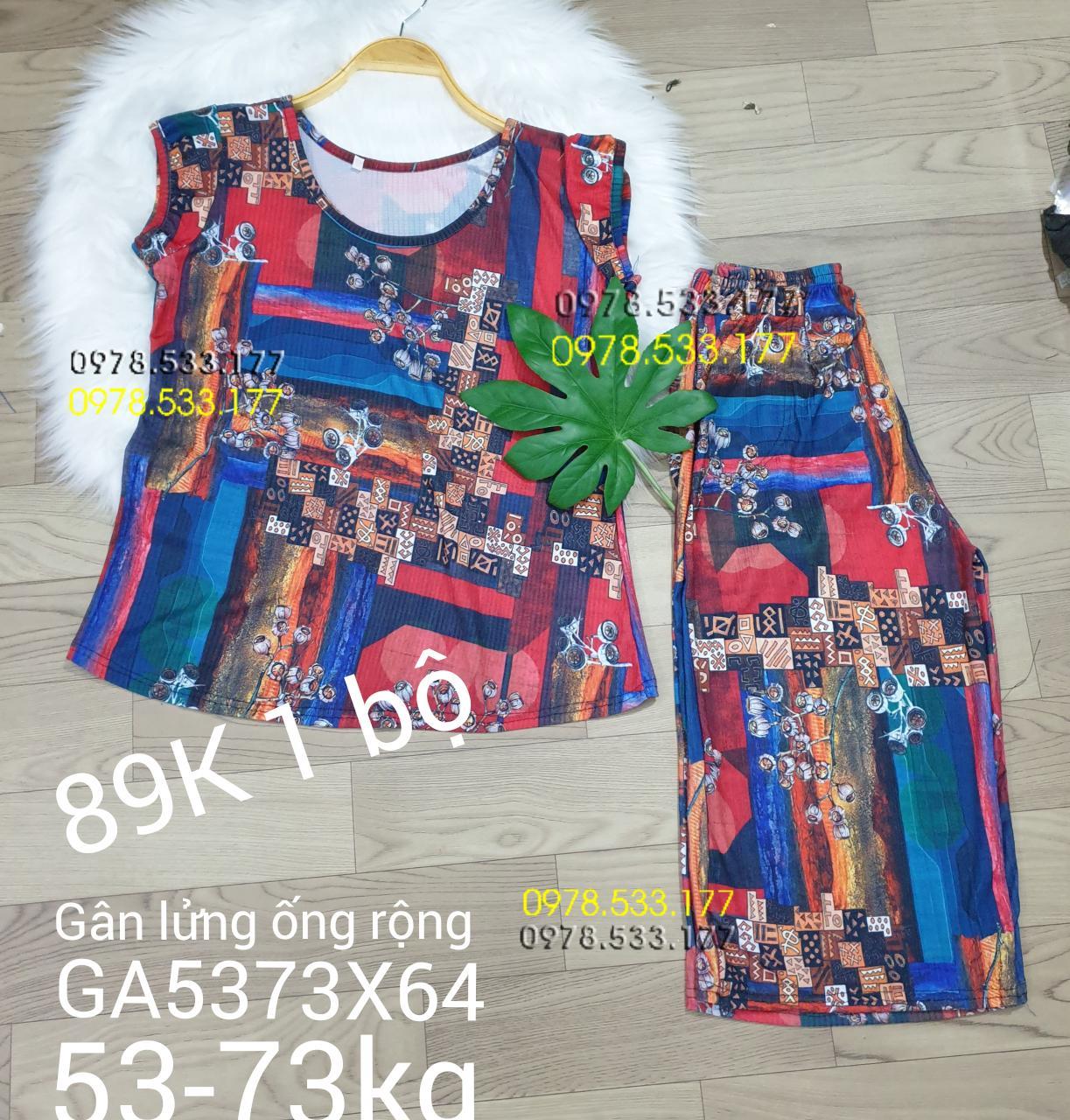 [53-73kg] Đồ bộ trung niên thun gân tằm loại 1 lửng rộng nhiều họa tiết đẹp - GA5373X64