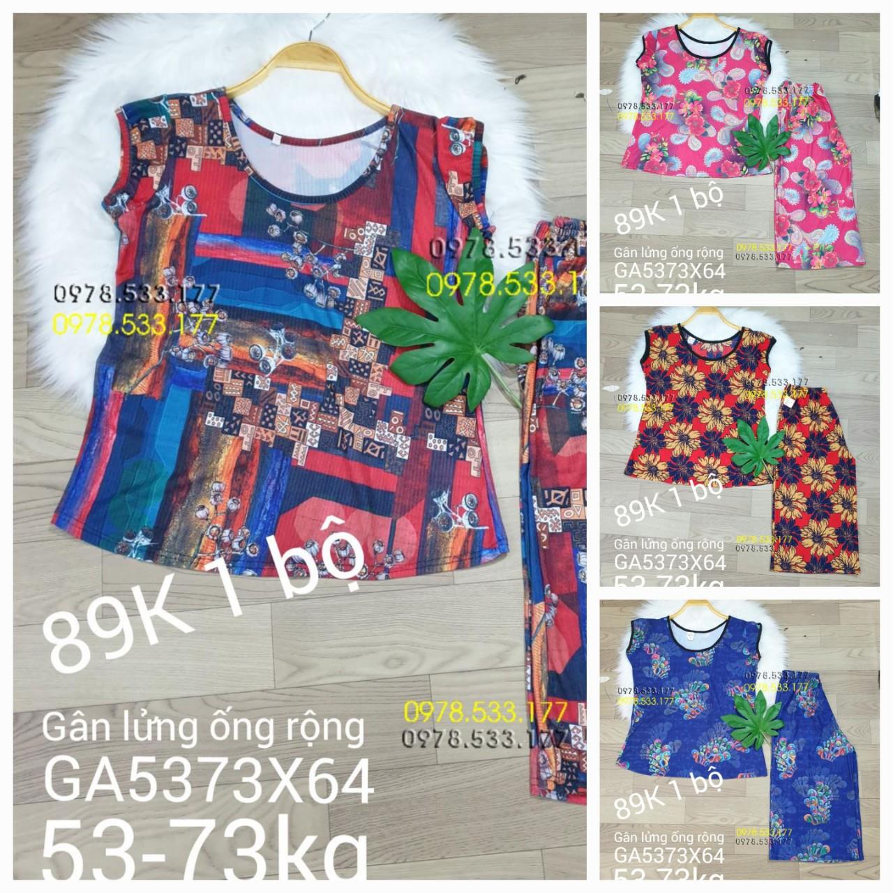 [53-73kg] Đồ bộ trung niên thun gân tằm loại 1 lửng rộng nhiều họa tiết đẹp - GA5373X64