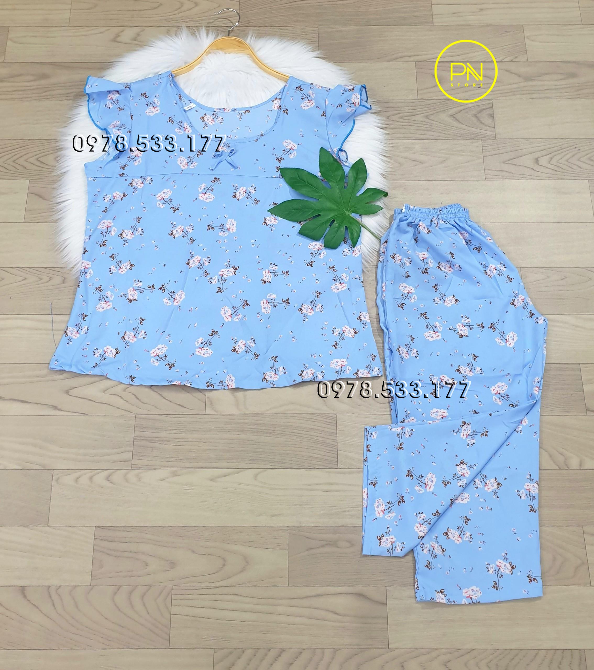 [60-70kg] Đồ bộ trung niên lụa hàn cánh tiên quần lửng cao cấp - LUH6070X24