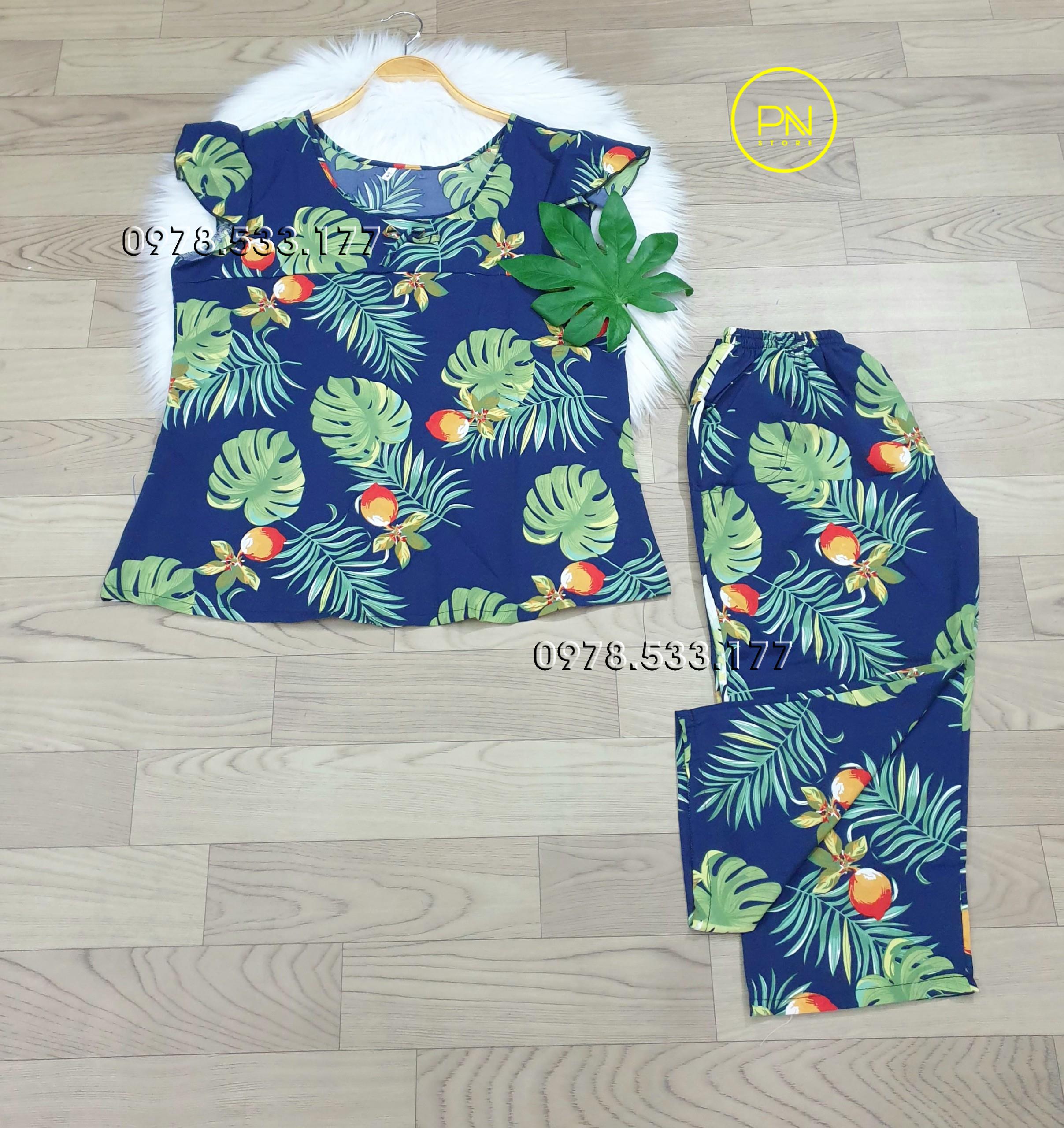 [60-70kg] Đồ bộ trung niên lụa hàn cánh tiên quần lửng cao cấp - LUH6070X24