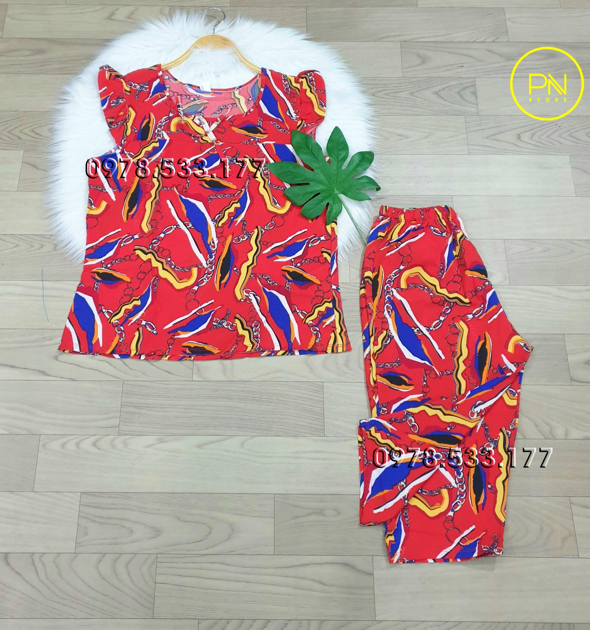 [60-70kg] Đồ bộ trung niên lụa hàn cánh tiên quần lửng cao cấp - LUH6070X24